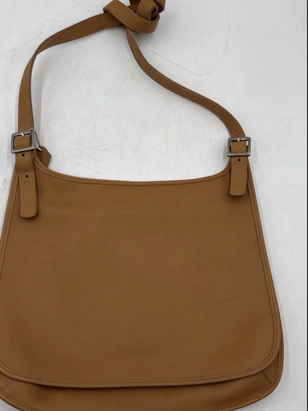 Coach Women's J9P-9134 Beige Leather Adjustable Strap Flap Crossbody Bag